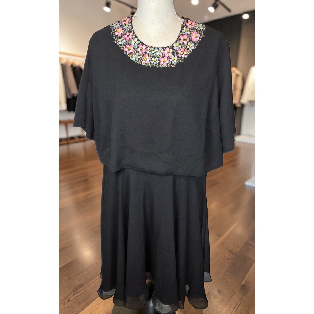 Asos‎ Dress Plus Size 18 Beaded Collar Black Above Knee Nwt